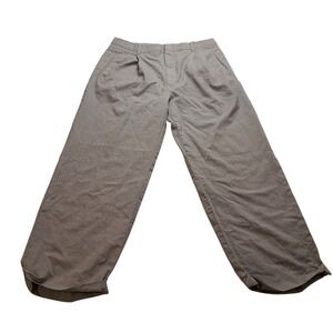 Men's Grey Pleated Wide Leg 34x29 Cuffed Dress Pants Trouser Zip Fly Welt pocket